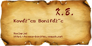 Kovács Bonifác névjegykártya